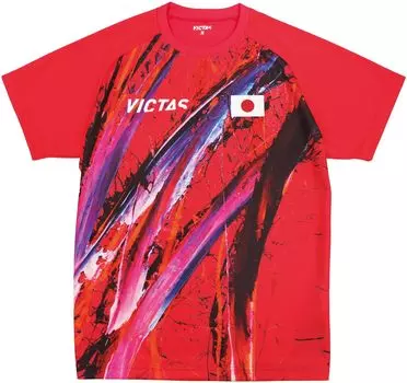 Table Tennis Game Shirt Japan National Model Replica Shirt Unisex Red L 532403 [Victus] V-24 (RD)