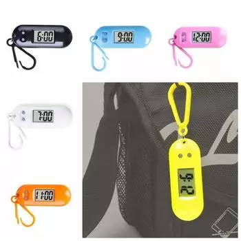 Table Time Display Electronic Watch Keyring Oval Watch Mini LED Digital Clock Backpack зелёный