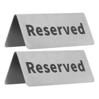 Table Top Sign Stainless Steel Double Sided Versatile Silver Tabletop Card Sign for Party Wedding Reserved