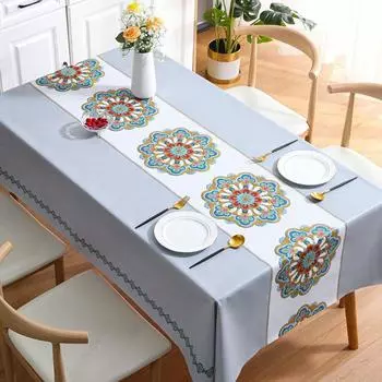 Tablecloth Wind Dining Table Cloth Waterproof, Oil-Proof And Anti-Scalding Leave-In Rectangular Tablecloth Coffee Table Cloth Dining Table Cloth 140*140cm