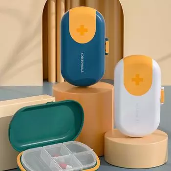Tablet Splitters Plastic Box Travel Pill Case Medicine Boxes Vitamins Container Pill Storage Box синий