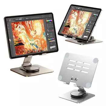 Tablet Stand 360 Rotating Foldable Tablet Holder for iPad Pro Air Mini 4-13in Black