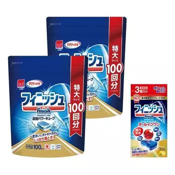 Таблетки для моющего средства для посудомоечной машины Finish Power Cube 100 шт. x 2 пакета, бесплатный образец включен Моющее средство Premium Power Cube 3 [Оптовая закупка] + (Посудомоечная машина