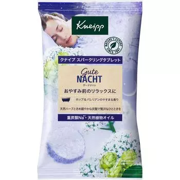 Таблетки Kneipp Gute Nacht Sparkling с ароматом хмеля и валерианы, 50 г, высокоэффективный порошок, высокоэффективный. Растворите 1 таблетку в воде для ванны. (