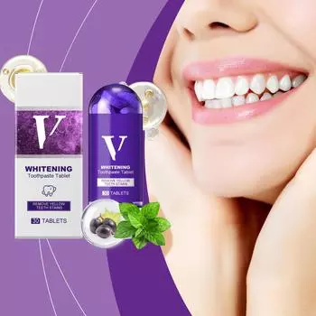 Таблетки отбеливающей зубной пасты, Таблетки для чистки зубов, Очистка от желтого зубного камня, Устранение запаха изо рта, Портативные таблетки для чистки белый