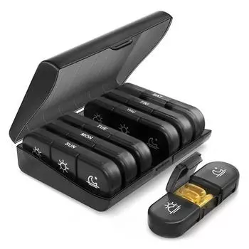 Таблетница 7 дней в неделю 21 сетка 3 раза в день органайзер для таблеток портативный большой контейнер для хранения таблеток витамины рыбий жир M чёрный