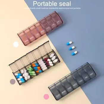Таблетница Хорошая герметизация Товары для дома Удобно носить с собой Еженедельный органайзер для таблеток Коробка Полезная организация Влагонепроницаемый красный