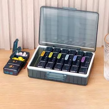 Таблетница многоразовая водонепроницаемая независимая секция 7-дневный дизайн 28 ячеек портативный дорожный еженедельный органайзер для планшетов контейнер для ежедневного использования чёрный