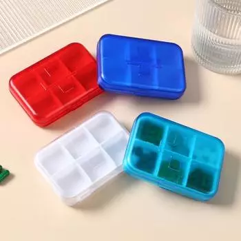 Таблетница с крышкой 6 сеток хорошая герметизация водонепроницаемый пыленепроницаемый большой емкости прозрачный видимый планшетный ящик для дома красный