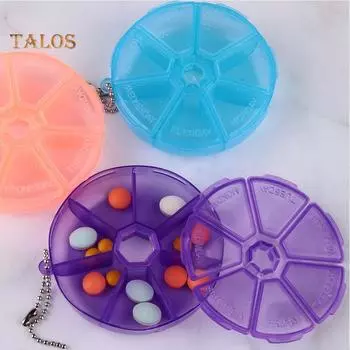 Таблетницы 7-дневные еженедельные круглые таблетницы дозатор для лекарств органайзер чехол для хранения оранжевый