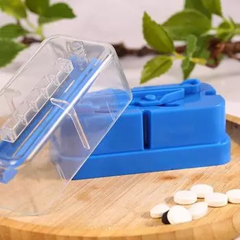 Таблеточный резак пищевой износостойкий пластиковый универсальный контейнер для таблеток коробка для разделения таблеток для дома синий