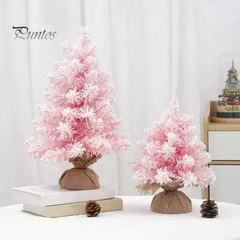 Настольная мини-елка, искусственный снег, флокированное рождественское украшение, зимнее очарование, рождественское украшение для домашнего декора рабочего стола S