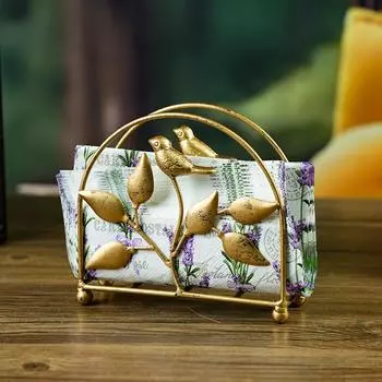 Tabletop Tissue Dispenser, Gold Freestanding Modern Napkin Holder with Leaf Design, Napkin Storage Organizer Style 1 золотой