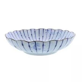 Tableware Deep Fukibumi Chrysanthemum Japanese Pasta Curry Serving Serving Bowl Deep Chrysanthemum East, Plate, Jugusa, Shape, 21cm, Pasta/Curry