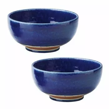 Tableware East Bowl 19cm Kiln Irabo Rice Bowl Noodle Bowl Ramen Bowl Udon Bowl Bowl of 2 Lapis (Extra Large) (Set Lapis)