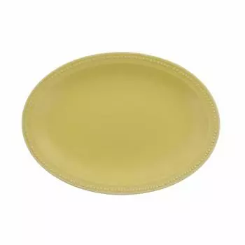 Tableware East Oval Plate Dot Oval Plate 24cm Porcelain Matte Yellow