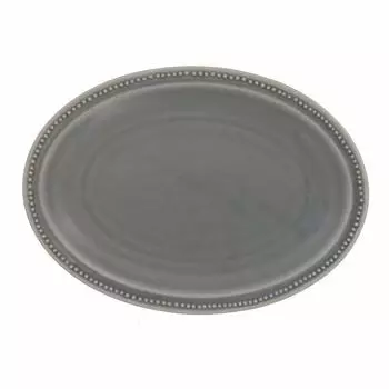 Tableware East Oval Plate Dot Oval Plate 24cm Porcelain Matte Gray