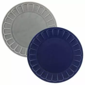Tableware East Shinogi Flower Rim Plate 23cm Navy Gray Set Large Plate Pasta Plate Plate Dinner Plate Dessert Plate &