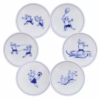 Tableware East Small Plate Gigalympics 6 Pattern Set Japanese Tableware Small Plate Painted Plate Soy Sauce Plate Tableware Condiment Plate белый