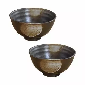 Tableware East Tea Bowl, Black Bizen, Set of 2, Japanese Tableware, Tableware, Tea Bowl, Rice Bowl, Rice Bowl, Large Tea Bowl