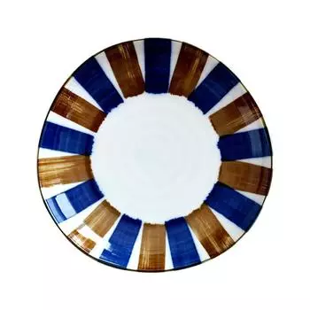 Tableware East Triangular Plate 16.5cm Blue Brown Sabi Tokusa