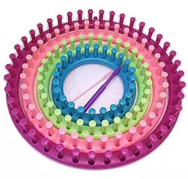 Таблица для вязания шапок Knit Quick Loom, набор спиц 4 размеров [МАГАЗИН SHIMATARO] розовый