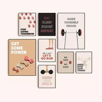 Таблица оборудования для фитнеса Йога Настенная живопись Холст скандинавские постеры и принты Картины для украшения гостиной Домашний декор 21x30cm No Framed