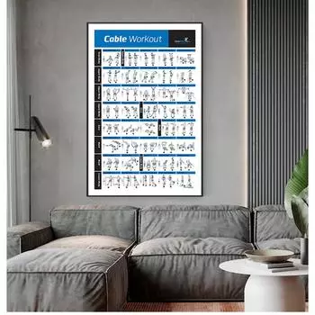 Таблица тренировок, художественный настенный постер с принтом, домашний декор, бодибилдинг, тренажерный зал, спорт, фитнес, плакат с гантелями, гири для тренировок, упражнения 21cm30cm NoFrame