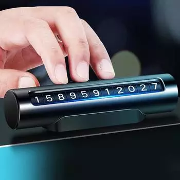Табличка с номером телефона Вращающееся украшение интерьера Компактный сменный автомобильный номер телефона серый