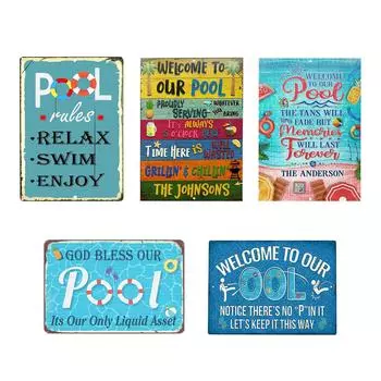Табличка с правилами бассейна, украшения для внутреннего/наружного бассейна, алюминиевый металлический знак