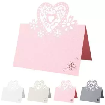 Таблицы с именами, карточки с местами в форме сердца, свадебная вечеринка, перламутровая лазерная резка, принадлежности для украшения бумаги 1 PC белый