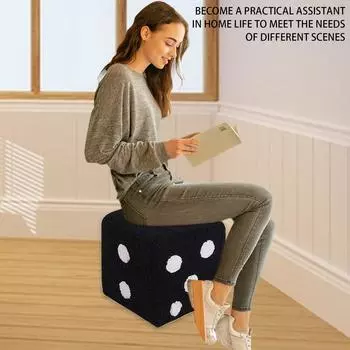 Табурет Dice Cube, маленький табурет, съемный и моющийся, мягкий квадратный табурет 7,87x7,87x7,87 дюймов для удобной смены обуви чёрный