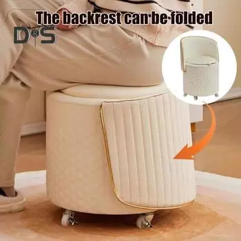 Табурет для макияжа с колесиками, износостойкий, легко моющийся, обитый, вращающийся на 360 градусов, небольшой вращающийся стул белый