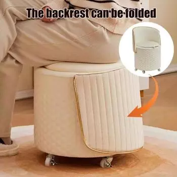 Табурет для макияжа с колесиками, износостойкий, легко моющийся, обитый, вращающийся на 360 градусов, небольшой вращающийся стул белый
