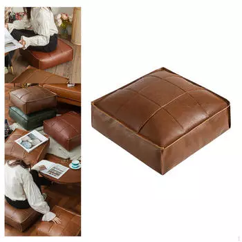 Табурет для ног Марокко Османский чехол Пуф Подставка для ног Подушка сиденья из искусственной кожи ручной работы темно-красного