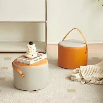 Табурет для переобувания, переносной низкий табурет, диван для гостиной, табурет с подставкой для ног, простой круглый маленький табурет из цельного дерева