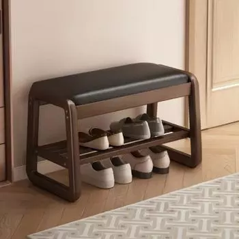 Табурет для переодевания обуви Удобные шкафы для хранения вещей Шкаф для кроссовок из цельного дерева Сиденье для входа в гостиную Спортивная обувь Скамейки