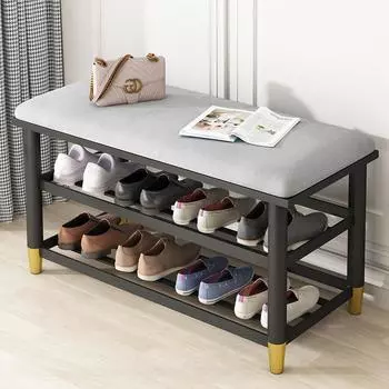Табурет для смены обуви, входная дверь, можно сидеть и носить табурет для обуви, чтобы войти в дом, шкаф для обуви, сиденье, мягкая сумка серый
