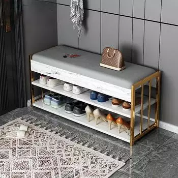 Табурет для смены обуви, входная дверь, светлый роскошный шкаф для обуви, сетчатый табурет красного цвета с длинной полосой, стойка для обуви