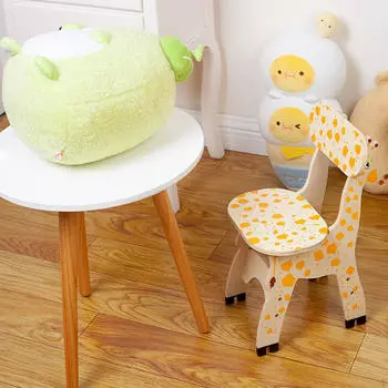 Табурет для ванной комнаты деревянный с поддержкой спинки, гладкие края, форма жирафа, детский шаг для