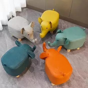 Табурет в виде слона, маленький табурет для дома, детский табурет в виде животного, симпатичный низкий табурет из мультяшного животного, массив дерева, подходящий для домашнего использования розовый