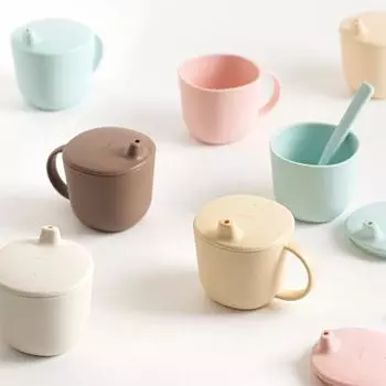 Tackaon Nemo Ecozen Детская чашка с носиком Соломенная чашка Детская чашка Чашка для воды Детский сад Детский сад Чашка для чистки зубов ivory