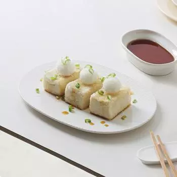 Tackaon Unique Daily Овальная расческа пластина Нет. 3 [4 цвета] Передняя тарелка для бранча, десерта, красивая тарелка, овальный набор тарелок yellow