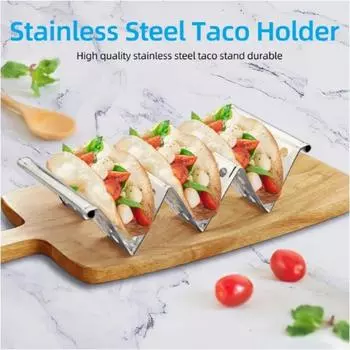 Taco Holder Stand Pancake Rack Stainless Steel Mexican Roll Rack Trays Taco Display Stand Mexican Food Rack Kitchen Gadgets