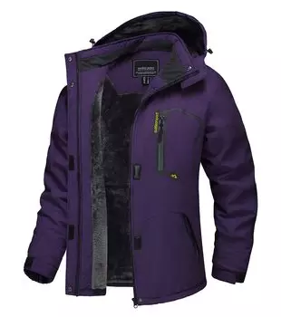 TACVASEN Casual Windproof Mountain Parka with Fleece and Winter Jacket for and Dark Size M Women s Lining, Waterproof, Hiking, Skiing, Winter, Purple,