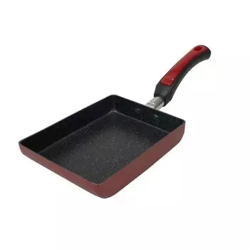 Tafuco Omelet Frying Wide x 35cm Deep x 8cm Induction Diamond Marble Rose Pan, Pan, 13.5cm High, Compatible, Red, F-7136