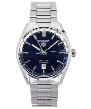 Tag Heuer Carrera Twin-Time GMT Нержавеющая сталь Синий циферблат Автоматические WBN201A.BA0640 100M Мужские часы синий