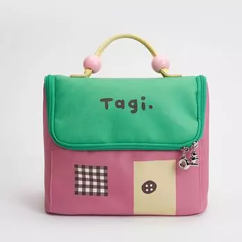 Tagi. Color Colorful Smart Small House Waterproof Leather Portable Toiletry Bag Large Capacity Cosmetics Bag Cosmetic Bag Matcha Berry