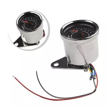 Тахометр для мотоцикла диаметром 6,5 см, постоянный ток 12 В, нержавеющая сталь, подходит для всех мотоциклов, светодиодная подсветка, переключение передач на 13 тыс. об/мин CHINA