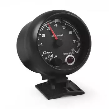 Тахометр Универсальный 3,75-дюймовый тахометр с 7 цветами светодиодов, 0-8000 об/мин, черный корпус и тахометр на ободе, автомобильный счетчик